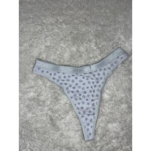 Victoria’s Secret Vintage Snowflake Thong Blue Signature Logo Cotton Size M